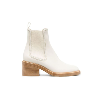 Shop Chloé Mallo Leather Ankle Boots - Women's - Calf Leather/fabric/calf Leatherrubber In White