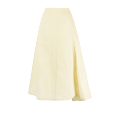 Shop Jil Sander Neutral Asymmetric Linen Midi Skirt In Neutrals