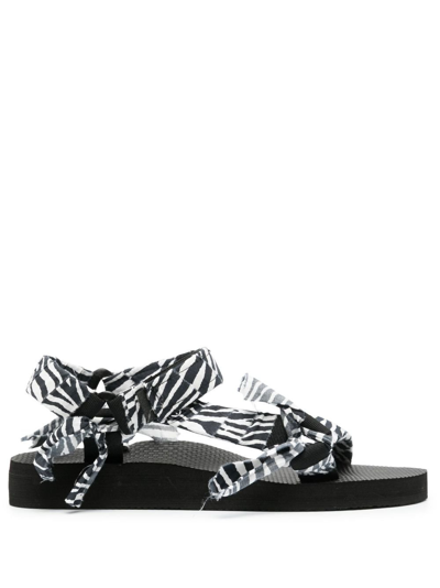 Shop Arizona Love Black And White Trekky Zebra Print Sandals In Zebra - Zebra