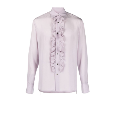 Shop 73 London Purple Ruffled Silk Shirt