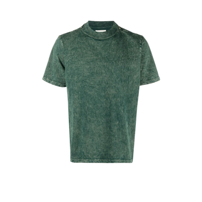 Shop Les Tien Green Faded Effect Cotton T-shirt