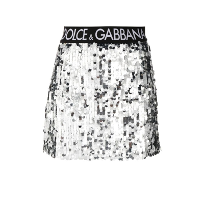 Shop Dolce & Gabbana Metallic Sequinned Mini Skirt