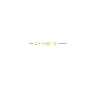 Shop Fendi Gold Tone Logo Bracelet