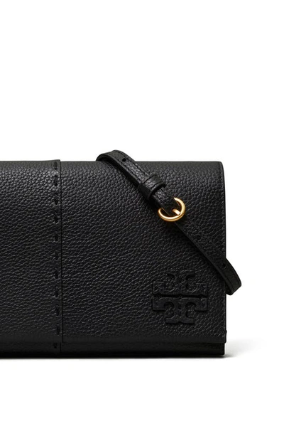 Shop Tory Burch Mcgraw Leather Wallet Crossbody In Black