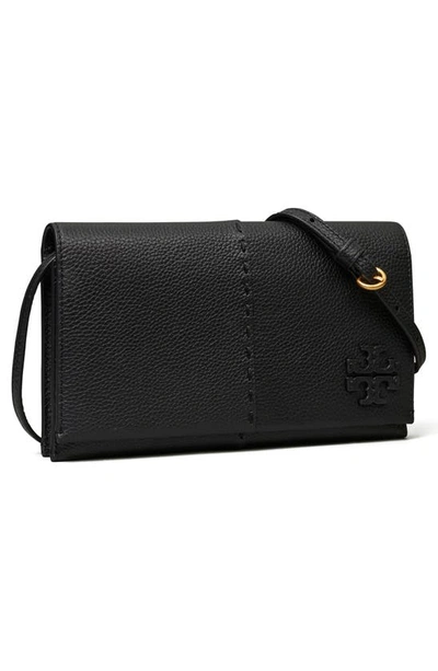 Tory Burch Mcgraw Leather Wallet Crossbody In Black