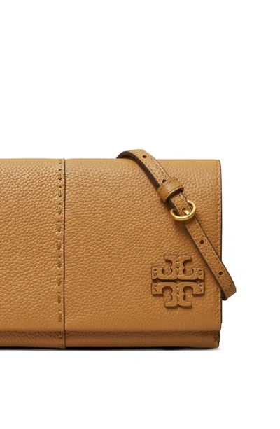 Shop Tory Burch Mcgraw Leather Wallet Crossbody In Tiramisu