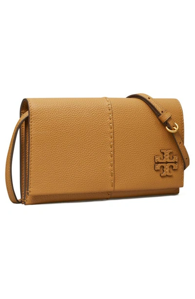 Shop Tory Burch Mcgraw Leather Wallet Crossbody In Tiramisu