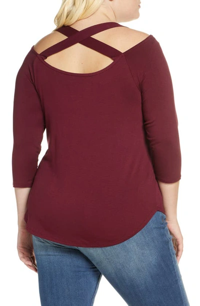 Loveappella Cross Strap Top In Dark Burgundy