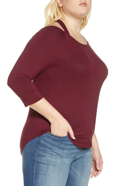 Loveappella Cross Strap Top In Dark Burgundy