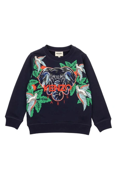 Shop Kenzo Kids' Embroidered Elephant Sweatshirt In Electricblue
