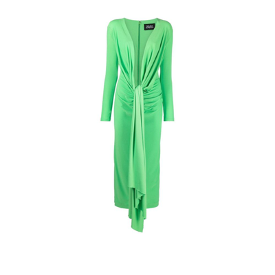 Shop Solace London Green Lorena Long Sleeve Draped Dress