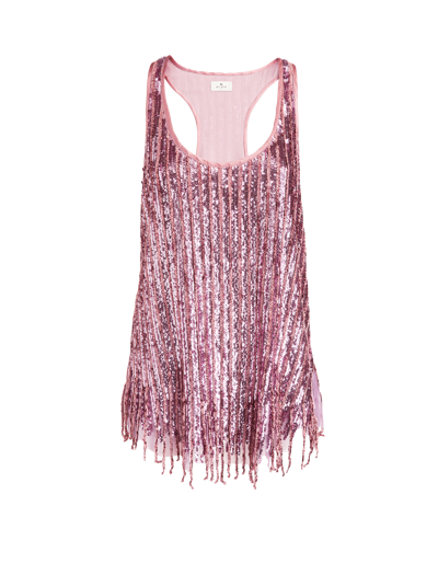 Shop Etro Sequined Top In Pink