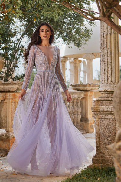 Shop Reverie Couture Beaded Tulle Gown With V-neckline