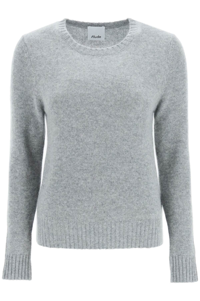 Shop Allude Cashmere Crew Neck Sweater In Grey