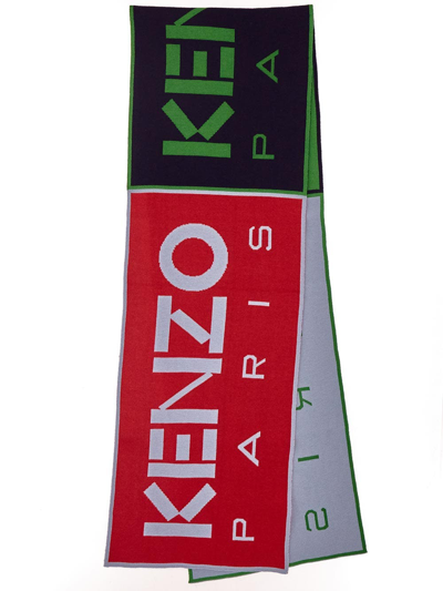 Shop Kenzo Multicolor Logo Scarf