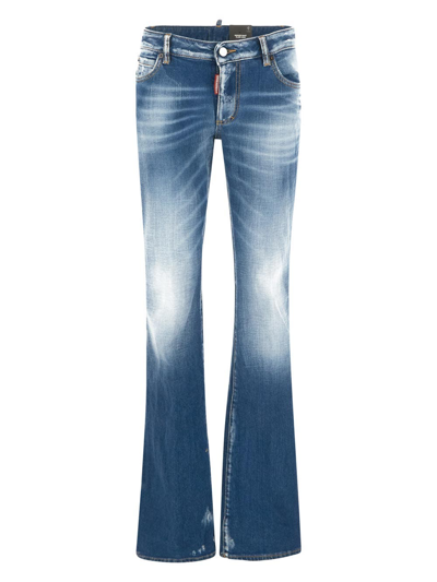 Shop Dsquared2 Medium Waist Flare Jeans In Blue