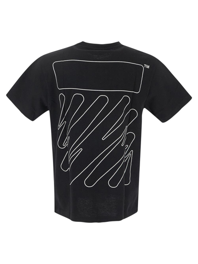 Shop Off-white Wave Outline Diagonal T-shirt In Black