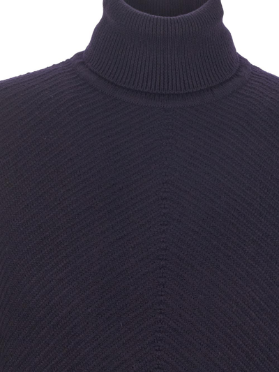 Shop Lardini Blue Turtleneck Sweater
