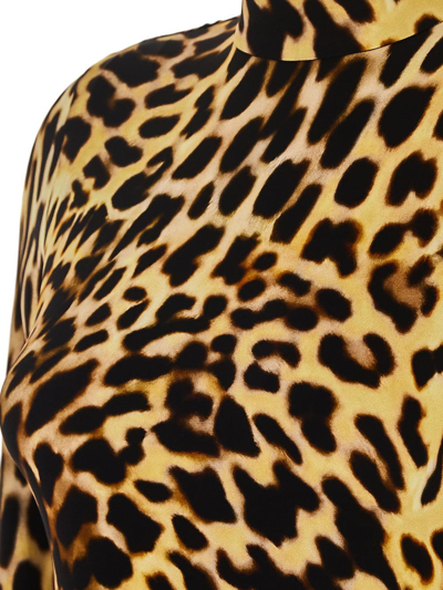 Shop Stella Mccartney Cheetah Print Bodysuit In Yellow