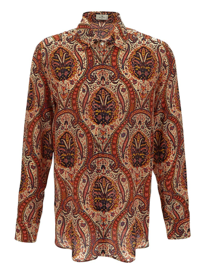 Shop Etro Paisley Shirt In Red
