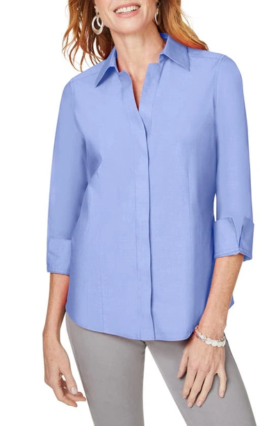Shop Foxcroft Taylor Fitted Non-iron Shirt In Iris Bloom