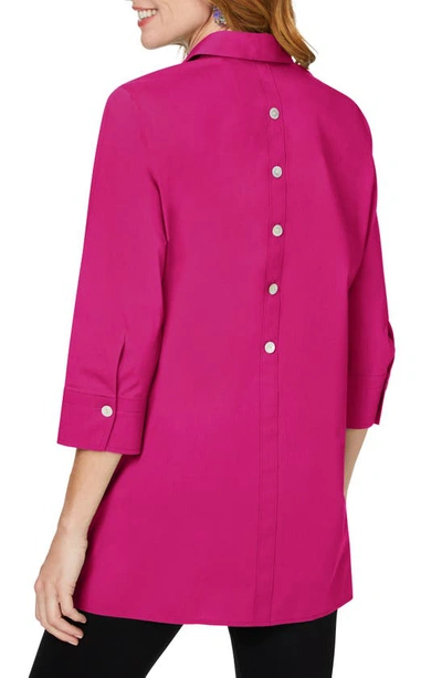 Shop Foxcroft Pamela Stretch Button-up Tunic In Pink Rosato