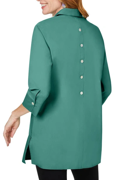 Shop Foxcroft Pamela Stretch Button-up Tunic In Vintage Jade