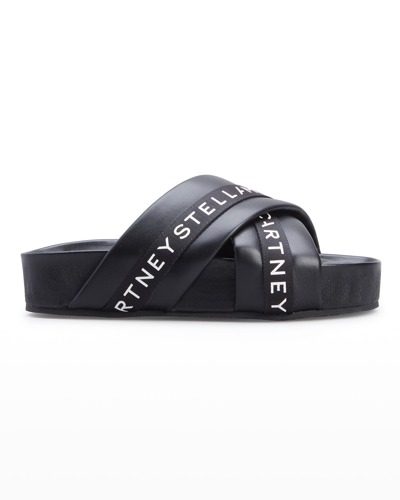 Shop Stella Mccartney Vesta Eco Alt Logo Crisscross Sandals In Black