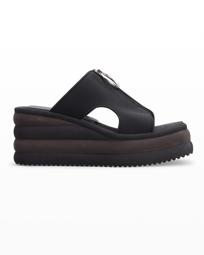 Shop Stella Mccartney Stretch Scuba Zip Slide Sandals In Black