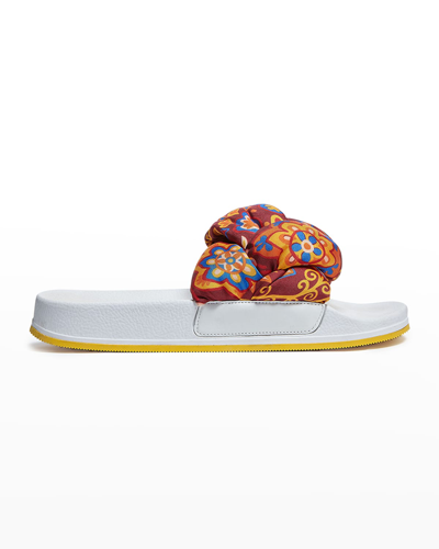 Shop La Doublej Treccia Braided Print Slide Sandals In Taranta
