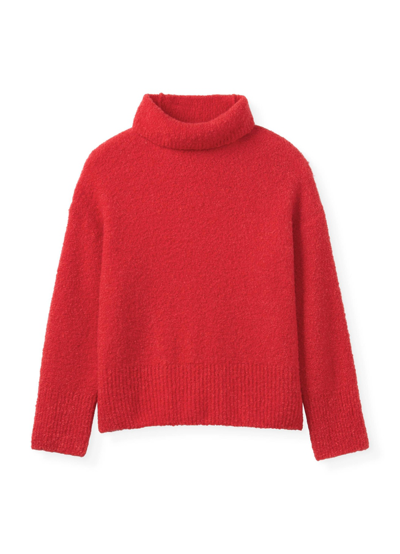 Shop St John Reverse Jersey Knit Turtleneck Sweater In Cherry