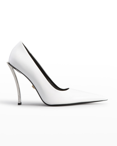 Shop Versace Pinpoint Heels In Optical White
