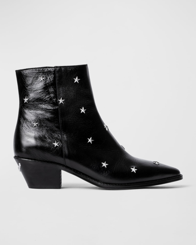 Shop Zadig & Voltaire Tyler Star Studded Ankle Booties In Black