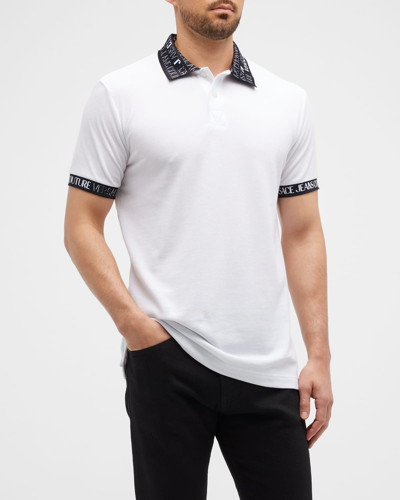 Shop Versace Jeans Couture Men's Logo Polo Shirt In White
