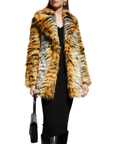 Michael Michael Kors Glam Tiger Print Faux Fur Coat In Marigold | ModeSens