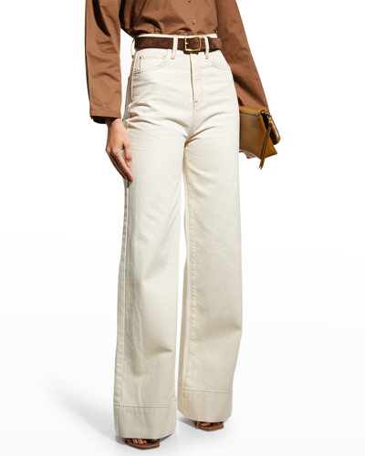 Shop Triarchy Ms Onassis High-rise Wide-leg Jeans In Off White
