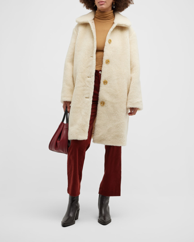 Shop Apc Manteau Katerine Faux Fur Coat In Aad Ecru