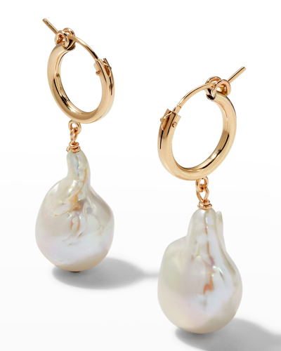 Shop Margo Morrison Baroque Pearl Huggie Earrings In Whpl