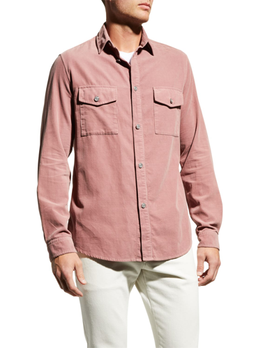 Shop Frame Men's 2-pocket Micro-corduroy Sport Shirt In Dress Rose