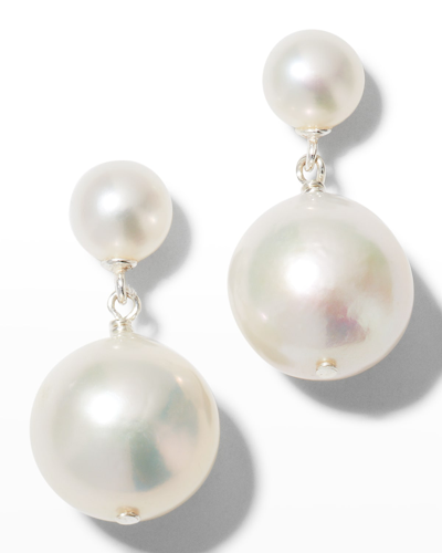 Shop Margo Morrison Double Pearl Drop Earrings In Whpl