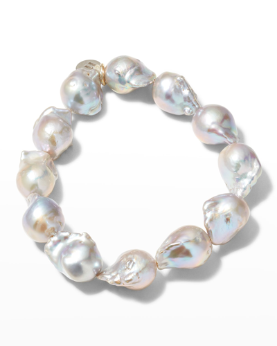 Shop Margo Morrison 5th Avenue Baroque Pearl Stretch Bracelet In Whpl