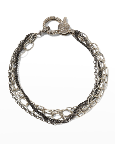 Shop Margo Morrison Multi-chain Combination Bracelet With A Diamond Clasp In Sschain