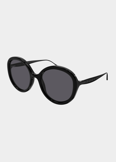 Shop Alaïa Monochrome Round Acetate Sunglasses In Black