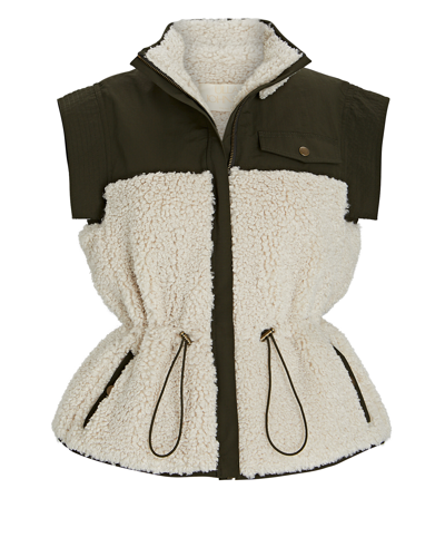 Shop Ulla Johnson Tariet Teddy Fleece Vest In Olive/army