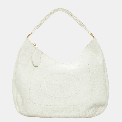 Pre-owned Fendi White Selleria Leather Hobo Bag | ModeSens