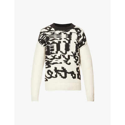 Shop Bottega Veneta Intarsia Abstract-knit Wool Jumper In Fondant/string