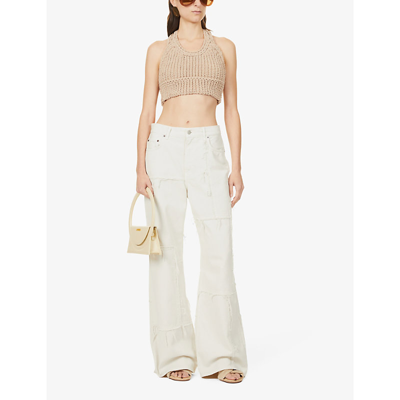 Shop Jacquemus La Maille Nuvola Halter-neck Knitted Top In Light Brown