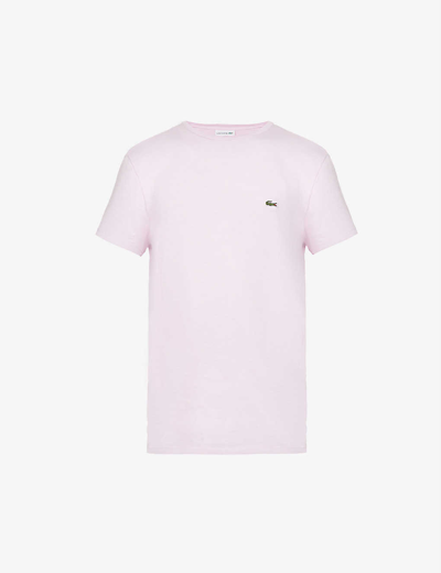 Shop Lacoste Pima Brand-embroidered Cotton-jersey T-shirt In Pink