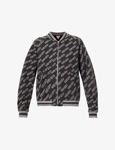 Shop Kenzo Monogram-print Cotton Jacket In Black