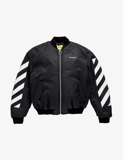 Shop Off-white Logo-print Shell Bomber Jacket 10-12 Years In Black